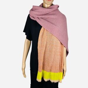 New Anthropologie Colorblock Stripe Wool Blend Scarf 20 x 84